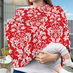 Red And White Damask Pattern Print Baby Seat Cover