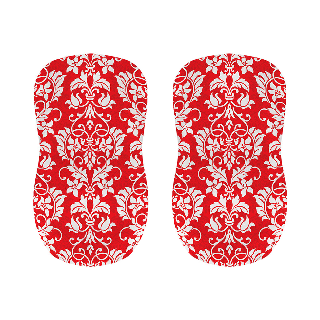 Red And White Damask Pattern Print Bar Stool Covers