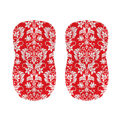 Red And White Damask Pattern Print Bar Stool Covers