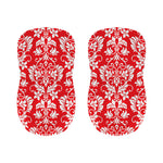 Red And White Damask Pattern Print Bar Stool Covers