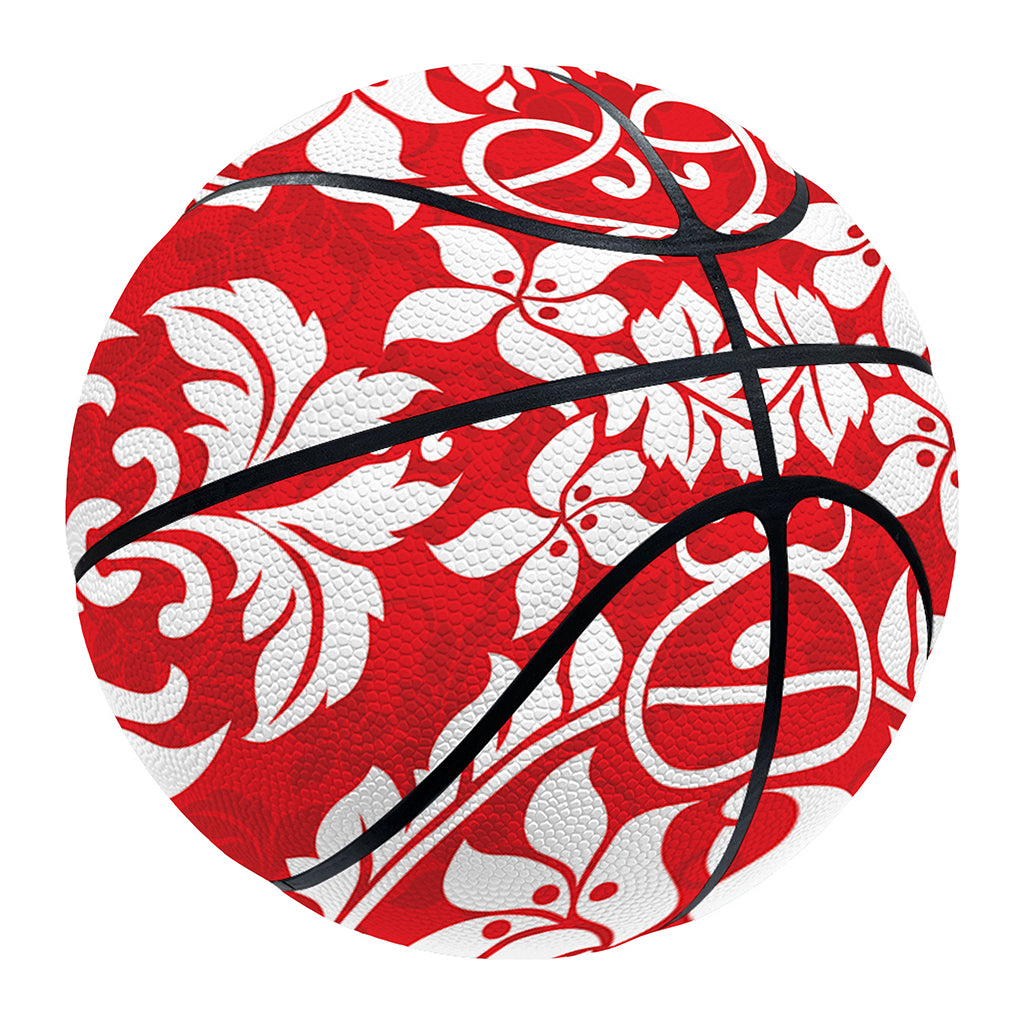 Red And White Damask Pattern Print Basketball