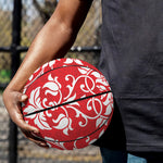 Red And White Damask Pattern Print Basketball
