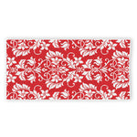 Red And White Damask Pattern Print Beach Towel