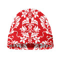 Red And White Damask Pattern Print Beanie