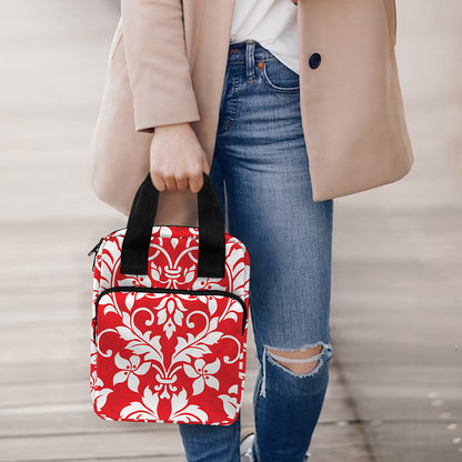 Red And White Damask Pattern Print Bible Tote Bag