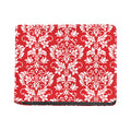 Red And White Damask Pattern Print Bifold Wallet