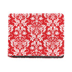 Red And White Damask Pattern Print Bifold Wallet