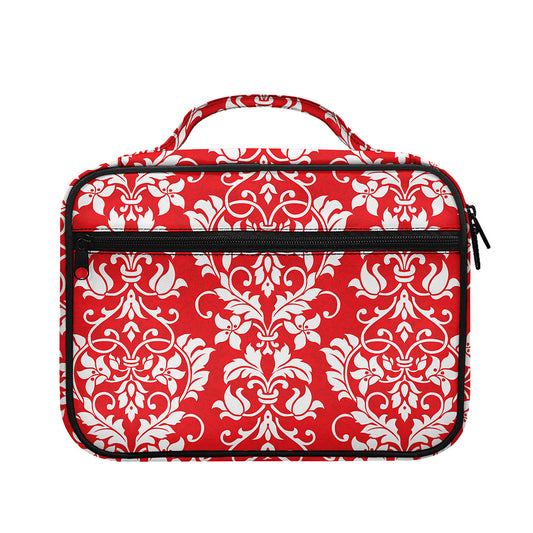 Red And White Damask Pattern Print Briefcase Bible Bag