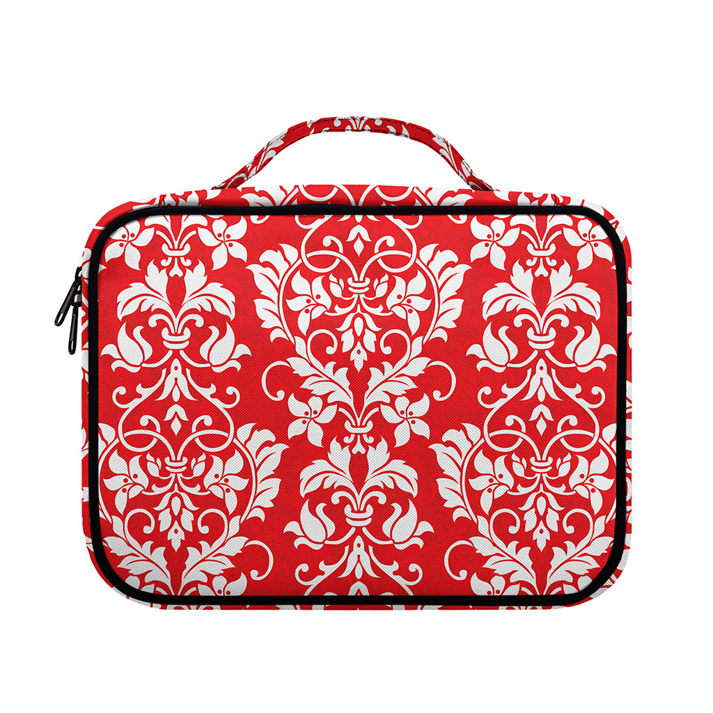 Red And White Damask Pattern Print Briefcase Bible Bag