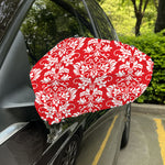 Red And White Damask Pattern Print Car Side Mirror Covers