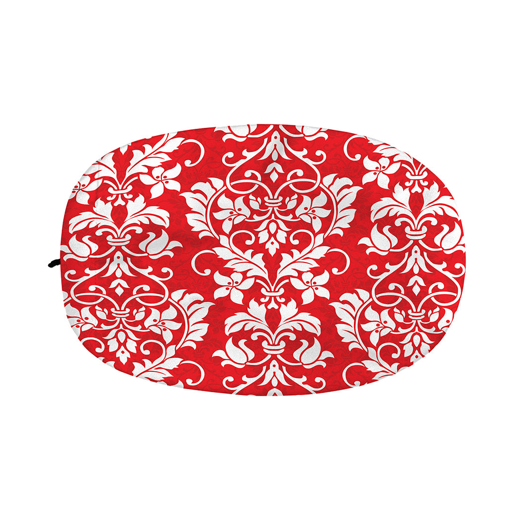 Red And White Damask Pattern Print Car Side Mirror Covers