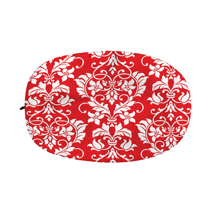 Red And White Damask Pattern Print Car Side Mirror Covers