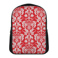 Red And White Damask Pattern Print Casual Backpack