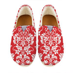 Red And White Damask Pattern Print Casual Shoes