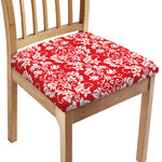 Red And White Damask Pattern Print Chair Cushion Cover