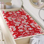 Red And White Damask Pattern Print Changing Pad Cover