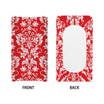 Red And White Damask Pattern Print Changing Pad Cover