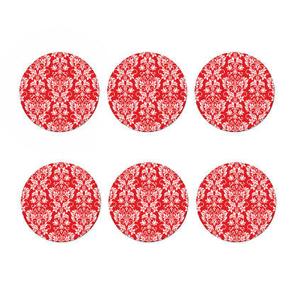 Red And White Damask Pattern Print Coaster Set