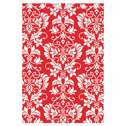 Red And White Damask Pattern Print Curtain