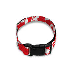 Red And White Damask Pattern Print Dog Collar