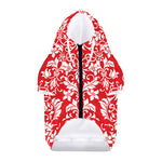 Red And White Damask Pattern Print Dog Zip Up Hoodie