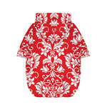 Red And White Damask Pattern Print Dog Zip Up Hoodie