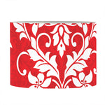 Red And White Damask Pattern Print Drum Lamp Shade