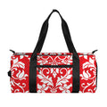 Red And White Damask Pattern Print Gym Bag