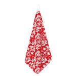 Red And White Damask Pattern Print Hand Towel