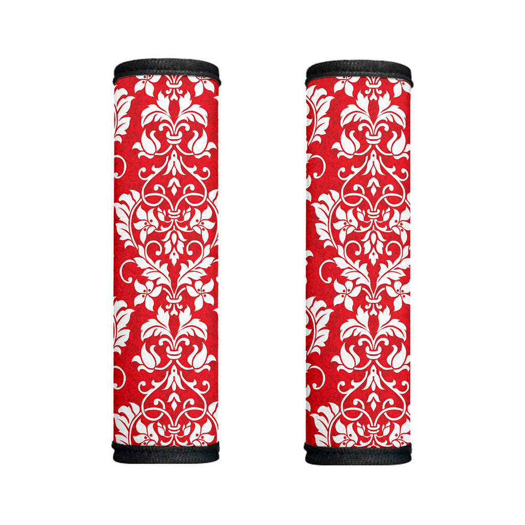 Red And White Damask Pattern Print Handle Covers