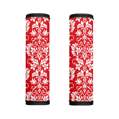 Red And White Damask Pattern Print Handle Covers
