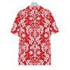 Red And White Damask Pattern Print Hawaiian Shirt