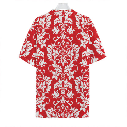 Red And White Damask Pattern Print Hawaiian Shirt