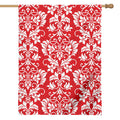 Red And White Damask Pattern Print House Flag