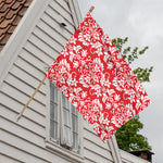 Red And White Damask Pattern Print House Flag