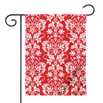 Red And White Damask Pattern Print House Flag