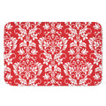 Red And White Damask Pattern Print Indoor Door Mat