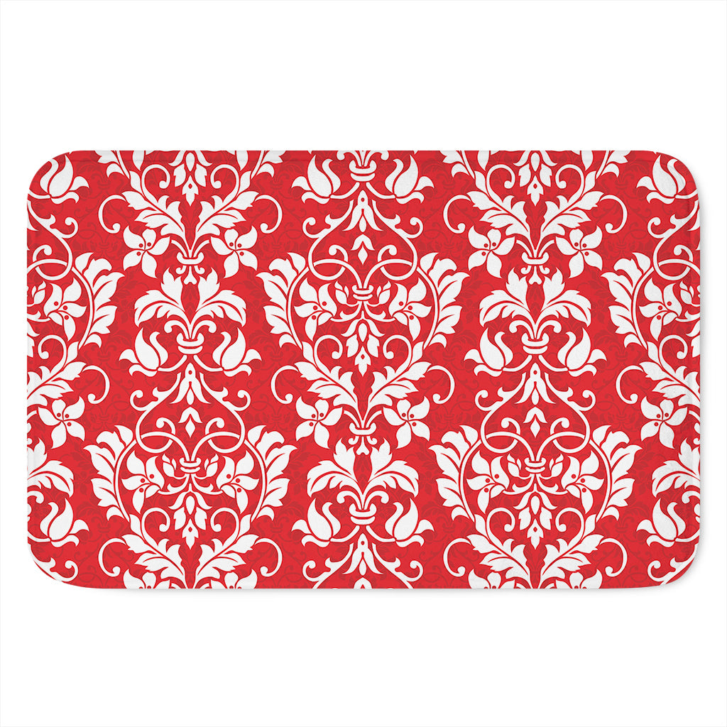 Red And White Damask Pattern Print Indoor Door Mat