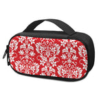 Red And White Damask Pattern Print Insulin Cooler Travel Case