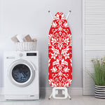 Red And White Damask Pattern Print Ironing Board Cover