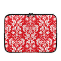 Red And White Damask Pattern Print Laptop Sleeve