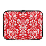Red And White Damask Pattern Print Laptop Sleeve
