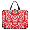 Red And White Damask Pattern Print Laptop Sleeve With Handle