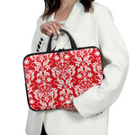 Red And White Damask Pattern Print Laptop Sleeve With Handle