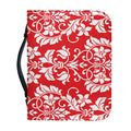 Red And White Damask Pattern Print Leather Bible Cover