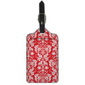 Red And White Damask Pattern Print Luggage Tag