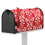 Red And White Damask Pattern Print Mailbox Cover