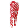 Red And White Damask Pattern Print Men's Compression Pants