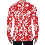 Red And White Damask Pattern Print Men's Long Sleeve T-Shirt