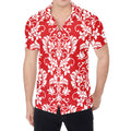 Red And White Damask Pattern Print Men's Shirt